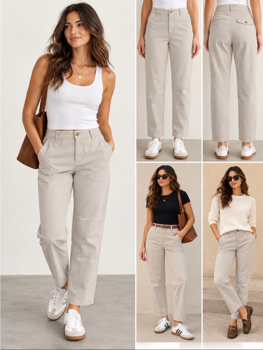 Everlane Size 2 Beige Tencel Utility Chino Pants High Rise Minimalist